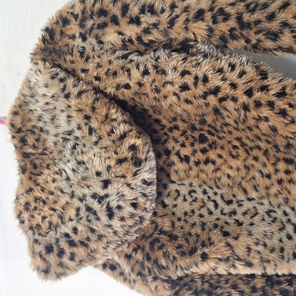 Leopard Print Teddy Jacket With Hood, Button Up, Fitted, Sz 4, NWOT - Picture 11 of 15